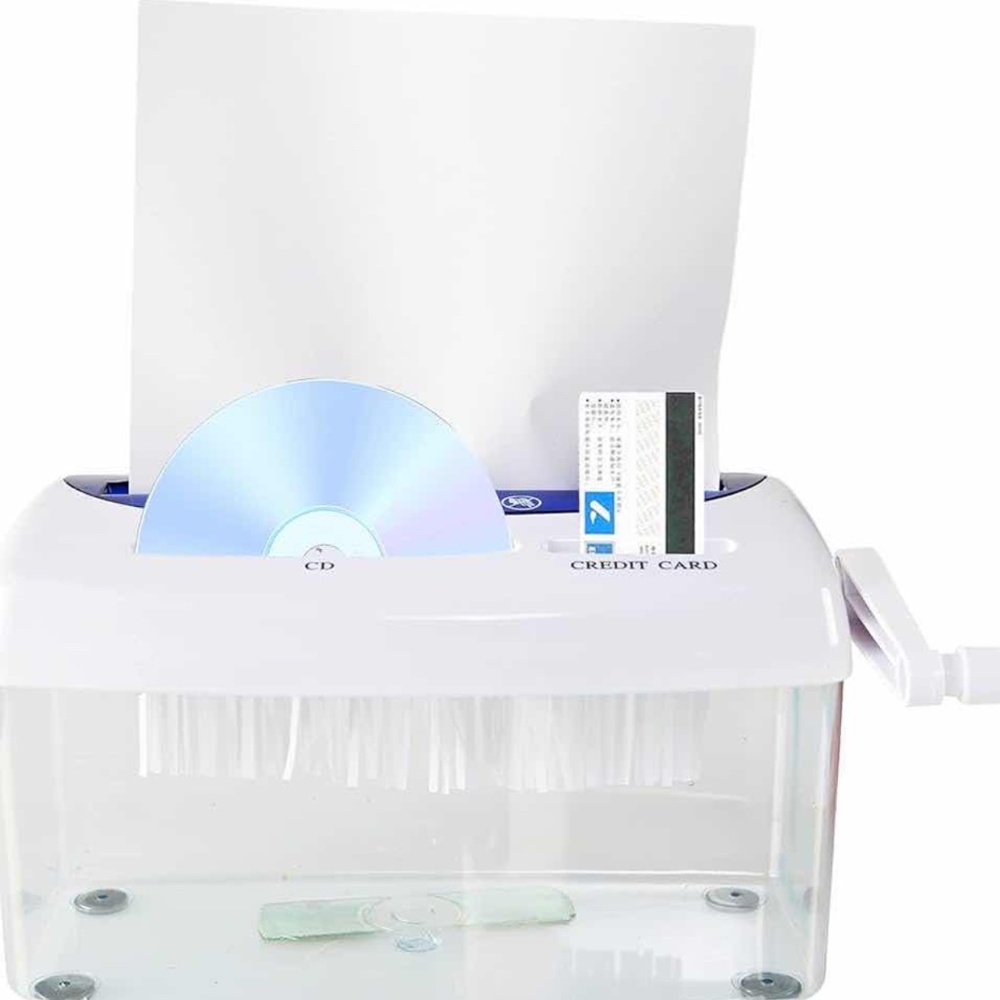 Three-in1 hand cranked paper document shredder for A4 paper, credit cards, CD’s